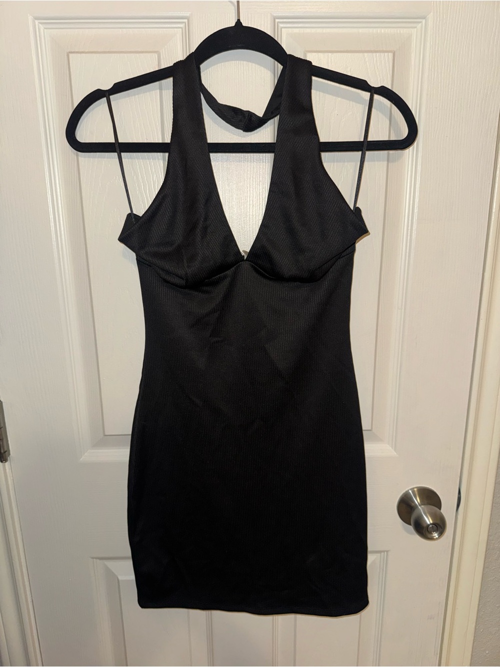 Divided Black Halter Mini Dress